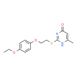 ChemSpider 2D Image | 2-{[2-(4-ETHOXYPHENOXY)ETHYL]SULFANYL}-6-METHYL-1H-PYRIMIDIN-4-ONE | C15H18N2O3S