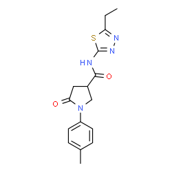 ChemSpider 2D Image | N-(5-Ethyl-1,3,4-thiadiazol-2-yl)-1-(4-methylphenyl)-5-oxo-3-pyrrolidinecarboxamide | C16H18N4O2S