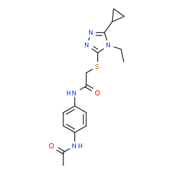 ChemSpider 2D Image | N-(4-acetamidophenyl)-2-[(5-cyclopropyl-4-ethyl-1,2,4-triazol-3-yl)thio]acetamide | C17H21N5O2S