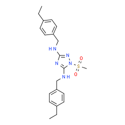 ChemSpider 2D Image | N,N'-Bis(4-ethylbenzyl)-1-(methylsulfonyl)-1H-1,2,4-triazole-3,5-diamine | C21H27N5O2S