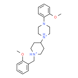 ChemSpider 2D Image | 1-[1-(2-Methoxybenzyl)-4-piperidiniumyl]-4-(2-methoxyphenyl)piperazin-1-ium | C24H35N3O2