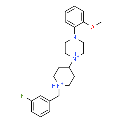 ChemSpider 2D Image | 1-[1-(3-Fluorobenzyl)-4-piperidiniumyl]-4-(2-methoxyphenyl)piperazin-1-ium | C23H32FN3O