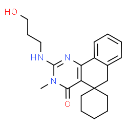 ChemSpider 2D Image | 2-[(3-Hydroxypropyl)amino]-3-methyl-3H-spiro[benzo[h]quinazoline-5,1'-cyclohexan]-4(6H)-one | C21H27N3O2