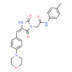 ChemSpider 2D Image | N-(4-Methylphenyl)-2-{(4E)-4-[4-(4-morpholinyl)benzylidene]-2,5-dioxo-1-imidazolidinyl}acetamide | C23H24N4O4