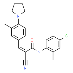 ChemSpider 2D Image | (2Z)-N-(4-Chloro-2-methylphenyl)-2-cyano-3-[3-methyl-4-(1-pyrrolidinyl)phenyl]acrylamide | C22H22ClN3O