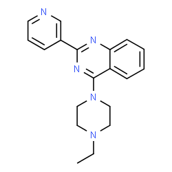 ChemSpider 2D Image | 4-(4-Ethyl-1-piperazinyl)-2-(3-pyridinyl)quinazoline | C19H21N5