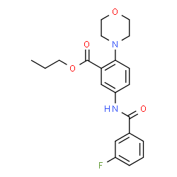 ChemSpider 2D Image | Propyl 5-[(3-fluorobenzoyl)amino]-2-(4-morpholinyl)benzoate | C21H23FN2O4