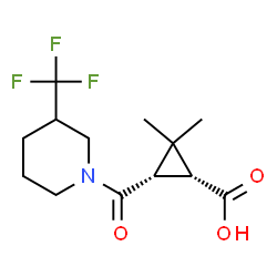 ChemSpider 2D Image | (1R,3S)-2,2-Dimethyl-3-{[3-(trifluoromethyl)-1-piperidinyl]carbonyl}cyclopropanecarboxylic acid | C13H18F3NO3