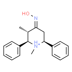 ChemSpider 2D Image | (2R,3S,4Z,6S)-4-(Hydroxyimino)-1,3-dimethyl-2,6-diphenylpiperidinium | C19H23N2O