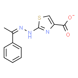 ChemSpider 2D Image | 2-[(2Z)-2-(1-Phenylethylidene)hydrazino]-1,3-thiazole-4-carboxylate | C12H10N3O2S