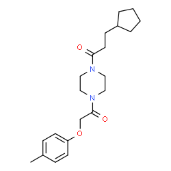 ChemSpider 2D Image | 3-Cyclopentyl-1-[4-(2-p-tolyloxy-acetyl)-piperazin-1-yl]-propan-1-one | C21H30N2O3