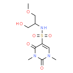 ChemSpider 2D Image | N-(1-Hydroxy-3-methoxy-2-propanyl)-1,3-dimethyl-2,4-dioxo-1,2,3,4-tetrahydro-5-pyrimidinesulfonamide | C10H17N3O6S