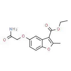 ChemSpider 2D Image | Ethyl 5-(2-amino-2-oxoethoxy)-2-methyl-1-benzofuran-3-carboxylate | C14H15NO5