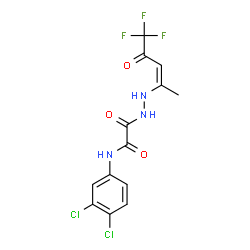 ChemSpider 2D Image | N-(3,4-Dichlorophenyl)-2-oxo-2-{2-[(2Z)-5,5,5-trifluoro-4-oxo-2-penten-2-yl]hydrazino}acetamide | C13H10Cl2F3N3O3