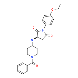 ChemSpider 2D Image | (3R)-3-[(1-Benzoyl-4-piperidinyl)amino]-1-(4-ethoxyphenyl)-2,5-pyrrolidinedione | C24H27N3O4