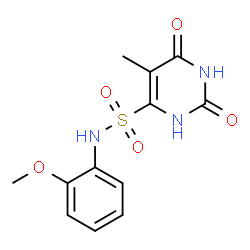 ChemSpider 2D Image | N-(2-Methoxyphenyl)-5-methyl-2,6-dioxo-1,2,3,6-tetrahydro-4-pyrimidinesulfonamide | C12H13N3O5S