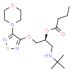 ChemSpider 2D Image | (2S)-1-[(2-Methyl-2-propanyl)amino]-3-{[4-(4-morpholinyl)-1,2,5-thiadiazol-3-yl]oxy}-2-propanyl butyrate | C17H30N4O4S