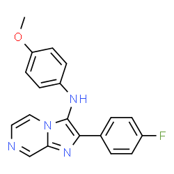 ChemSpider 2D Image | 2-(4-Fluorophenyl)-N-(4-methoxyphenyl)imidazo[1,2-a]pyrazin-3-amine | C19H15FN4O