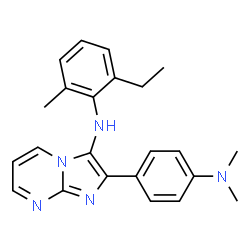 ChemSpider 2D Image | 2-[4-(Dimethylamino)phenyl]-N-(2-ethyl-6-methylphenyl)imidazo[1,2-a]pyrimidin-3-amine | C23H25N5