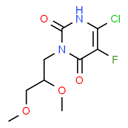 ChemSpider 2D Image | 6-Chloro-3-(2,3-dimethoxypropyl)-5-fluoro-2,4(1H,3H)-pyrimidinedione | C9H12ClFN2O4