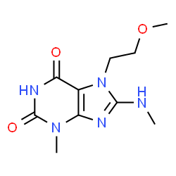 ChemSpider 2D Image | 7-(2-Methoxyethyl)-3-methyl-8-(methylamino)-3,7-dihydro-1H-purine-2,6-dione | C10H15N5O3