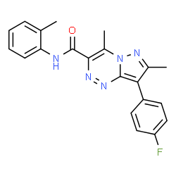 ChemSpider 2D Image | 8-(4-Fluorophenyl)-4,7-dimethyl-N-(2-methylphenyl)pyrazolo[5,1-c][1,2,4]triazine-3-carboxamide | C21H18FN5O