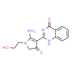 ChemSpider 2D Image | 2-[2-Amino-1-(2-hydroxyethyl)-4-oxo-4,5-dihydro-1H-pyrrol-3-yl]-4(1H)-quinazolinone | C14H14N4O3
