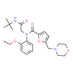 ChemSpider 2D Image | N-(2-Ethoxyphenyl)-N-{2-[(2-methyl-2-propanyl)amino]-2-oxoethyl}-5-(4-morpholinylmethyl)-2-furamide | C24H33N3O5