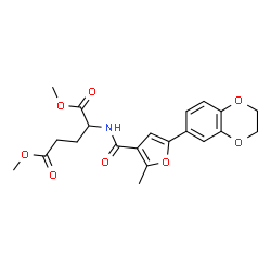 ChemSpider 2D Image | Dimethyl N-[5-(2,3-dihydro-1,4-benzodioxin-6-yl)-2-methyl-3-furoyl]glutamate | C21H23NO8