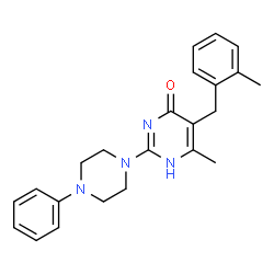 ChemSpider 2D Image | 6-Methyl-5-(2-methylbenzyl)-2-(4-phenyl-1-piperazinyl)-4(1H)-pyrimidinone | C23H26N4O