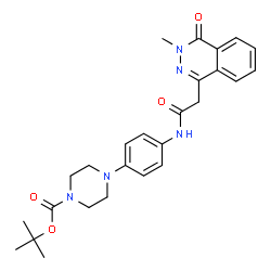 ChemSpider 2D Image | 2-Methyl-2-propanyl 4-(4-{[(3-methyl-4-oxo-3,4-dihydro-1-phthalazinyl)acetyl]amino}phenyl)-1-piperazinecarboxylate | C26H31N5O4