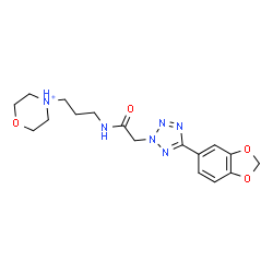 ChemSpider 2D Image | 4-[3-({[5-(1,3-Benzodioxol-5-yl)-2H-tetrazol-2-yl]acetyl}amino)propyl]morpholin-4-ium | C17H23N6O4