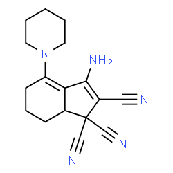 ChemSpider 2D Image | 3-Amino-4-piperidin-1-yl-5,6,7,7a-tetrahydro-indene-1,1,2-tricarbonitrile | C17H19N5