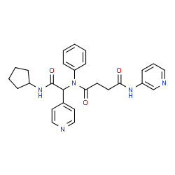ChemSpider 2D Image | N-[2-(Cyclopentylamino)-2-oxo-1-(4-pyridinyl)ethyl]-N-phenyl-N'-(3-pyridinyl)succinamide | C27H29N5O3