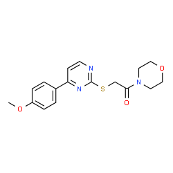 ChemSpider 2D Image | 2-{[4-(4-methoxyphenyl)pyrimidin-2-yl]thio}-1-morpholinoethan-1-one | C17H19N3O3S