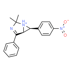 ChemSpider 2D Image | (5S,6S)-2,2-Dimethyl-6-(4-nitrophenyl)-4-phenyl-3-aza-1-azoniabicyclo[3.1.0]hex-3-ene | C18H18N3O2