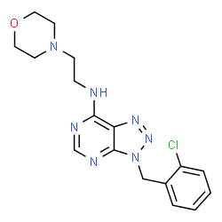 ChemSpider 2D Image | 3-(2-Chlorobenzyl)-N-[2-(4-morpholinyl)ethyl]-3H-[1,2,3]triazolo[4,5-d]pyrimidin-7-amine | C17H20ClN7O