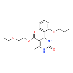 ChemSpider 2D Image | 2-Ethoxyethyl 6-methyl-2-oxo-4-(2-propoxyphenyl)-1,2,3,4-tetrahydro-5-pyrimidinecarboxylate | C19H26N2O5