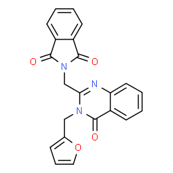 ChemSpider 2D Image | 2-(3-Furan-2-ylmethyl-4-oxo-3,4-dihydro-quinazolin-2-ylmethyl)-isoindole-1,3-dione | C22H15N3O4