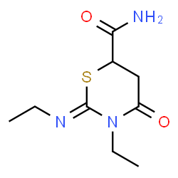 ChemSpider 2D Image | (2Z)-3-Ethyl-2-(ethylimino)-4-oxo-1,3-thiazinane-6-carboxamide | C9H15N3O2S