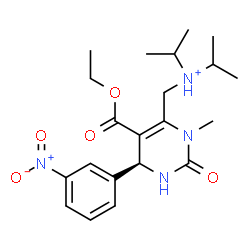 ChemSpider 2D Image | N-{[(6S)-5-(Ethoxycarbonyl)-3-methyl-6-(3-nitrophenyl)-2-oxo-1,2,3,6-tetrahydro-4-pyrimidinyl]methyl}-N-isopropyl-2-propanaminium | C21H31N4O5
