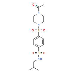 ChemSpider 2D Image | 4-(4-Acetyl-piperazine-1-sulfonyl)-N-isobutyl-benzenesulfonamide | C16H25N3O5S2