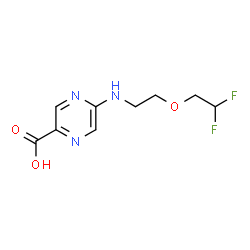 ChemSpider 2D Image | 5-{[2-(2,2-Difluoroethoxy)ethyl]amino}-2-pyrazinecarboxylic acid | C9H11F2N3O3