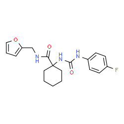 ChemSpider 2D Image | 1-{[(4-Fluorophenyl)carbamoyl]amino}-N-(2-furylmethyl)cyclohexanecarboxamide | C19H22FN3O3