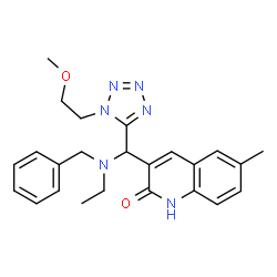 ChemSpider 2D Image | 3-{[Benzyl(ethyl)amino][1-(2-methoxyethyl)-1H-tetrazol-5-yl]methyl}-6-methyl-2(1H)-quinolinone | C24H28N6O2