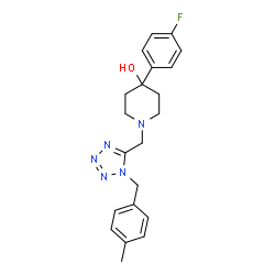 ChemSpider 2D Image | 4-(4-Fluorophenyl)-1-{[1-(4-methylbenzyl)-1H-tetrazol-5-yl]methyl}-4-piperidinol | C21H24FN5O
