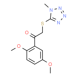 ChemSpider 2D Image | 1-(2,5-Dimethoxy-phenyl)-2-(1-methyl-1H-tetrazol-5-ylsulfanyl)-ethanone | C12H14N4O3S