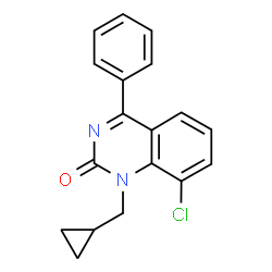 ChemSpider 2D Image | 1-Cyclopropylmethyl-4-phenyl-8-chloro-2(1H)-quinazolinone | C18H15ClN2O