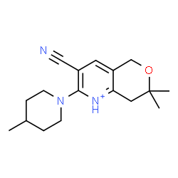 ChemSpider 2D Image | 3-Cyano-7,7-dimethyl-2-(4-methyl-1-piperidinyl)-7,8-dihydro-5H-pyrano[4,3-b]pyridin-1-ium | C17H24N3O