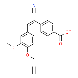 ChemSpider 2D Image | 4-{(E)-1-Cyano-2-[3-methoxy-4-(2-propyn-1-yloxy)phenyl]vinyl}benzoate | C20H14NO4